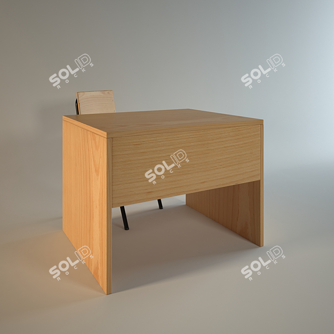 Classroom Study Table Chair 3D model image 2