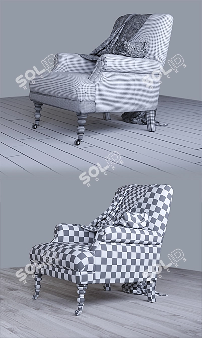 Voyage Maison Patchwork Chair: Acanthus Hedgerow 3D model image 2