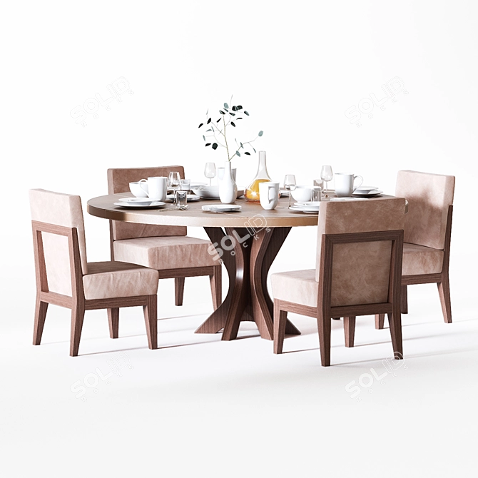Modern Italian Siena Chair & Star Dining Table 3D model image 1