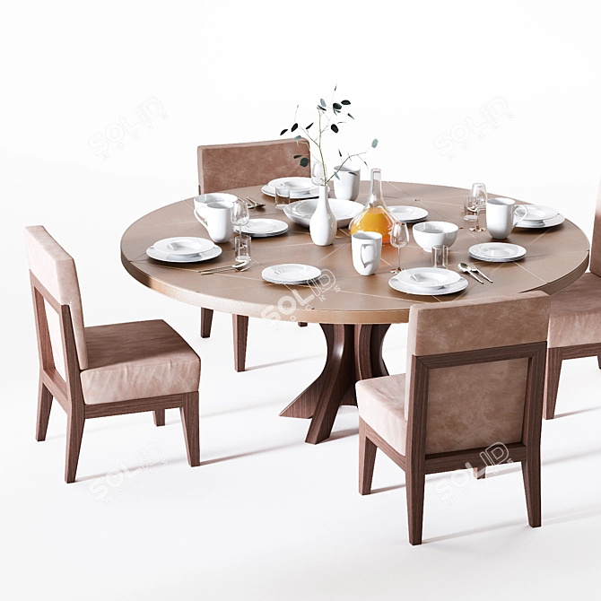 Modern Italian Siena Chair & Star Dining Table 3D model image 2