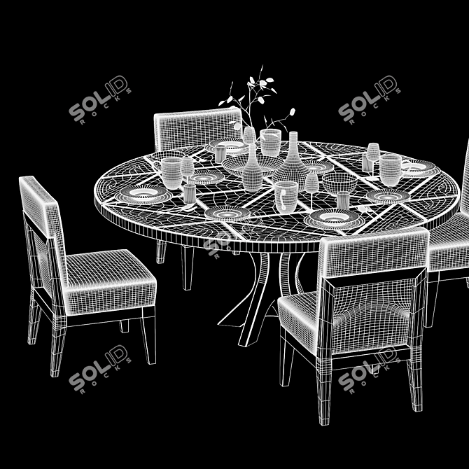 Modern Italian Siena Chair & Star Dining Table 3D model image 3