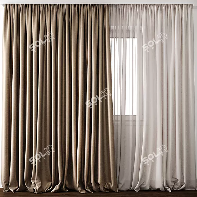 Elegant Curtain Design: 3D Model 3D model image 1