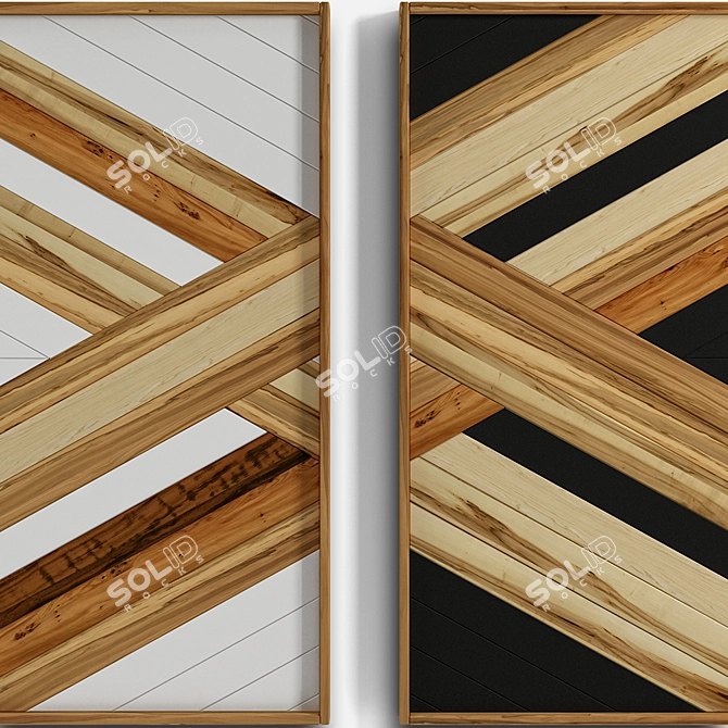 Modern Wood Panel Art in 3D 3D model image 2