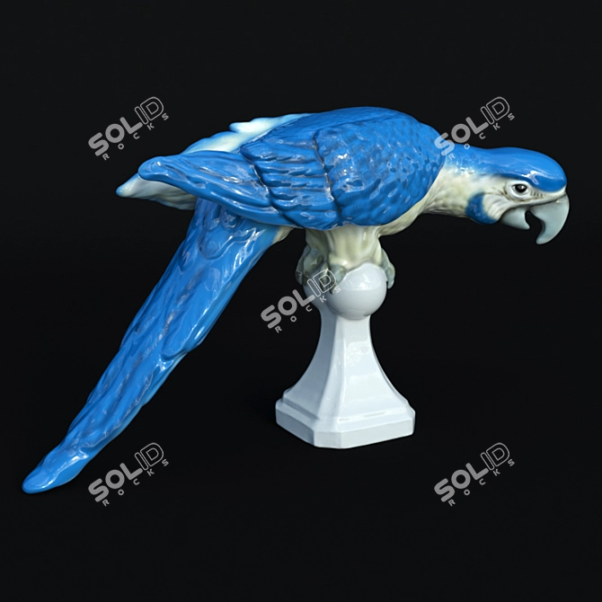 Colorful Porcelain Ara Parrot Statue 3D model image 1