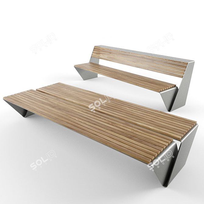 Contemporary Outdoor Loop Bench 3D model image 1