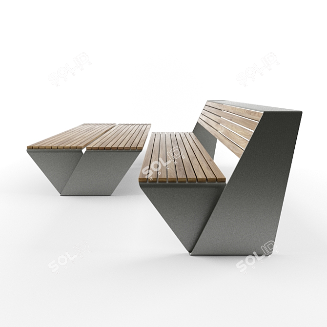 Contemporary Outdoor Loop Bench 3D model image 2