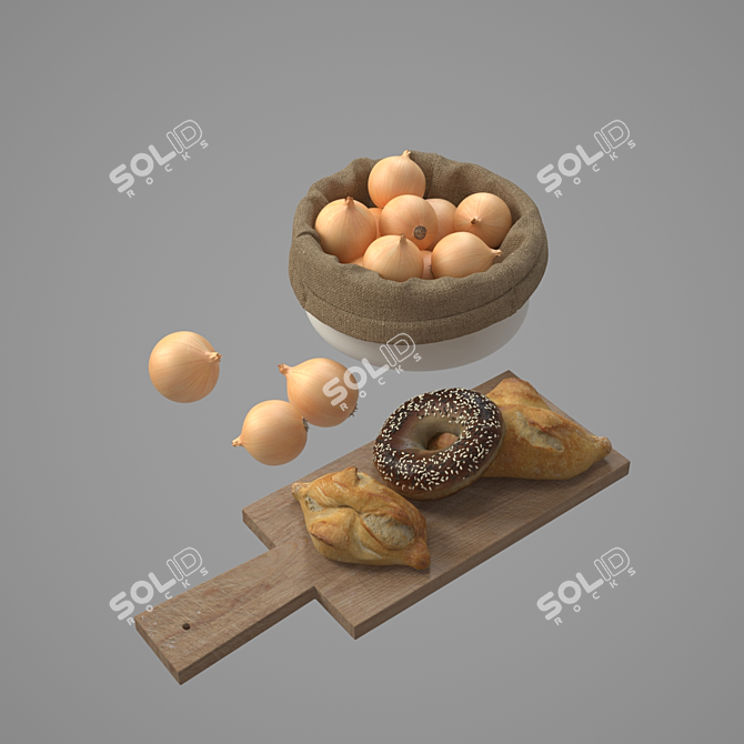 Gourmet 3D Food Model: Exquisite Kitchen Accessories 3D model image 1