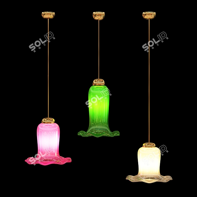 Prismatic Glass Hanging Lights 3D model image 1