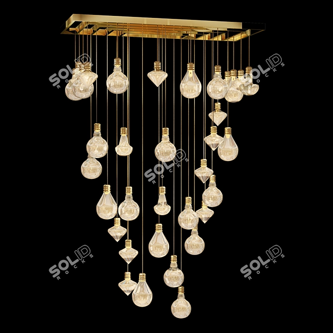 Elegant Blown Glass Ceiling Light 3D model image 1