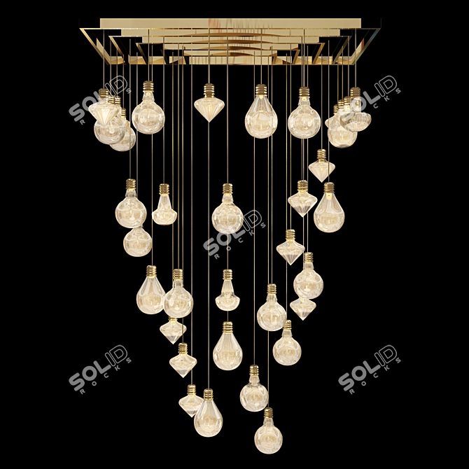 Elegant Blown Glass Ceiling Light 3D model image 2