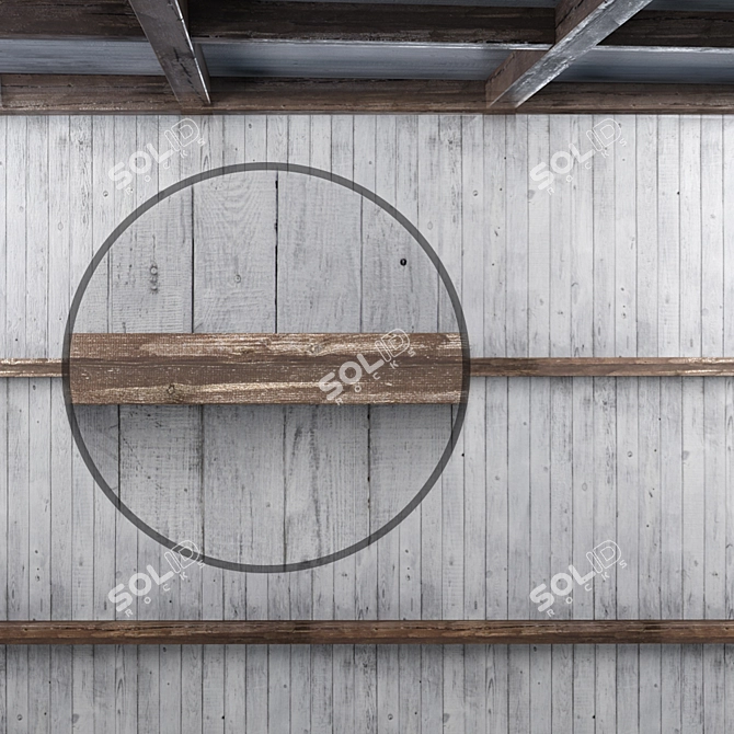 Rustic Wooden Ceiling Beams 3D model image 1