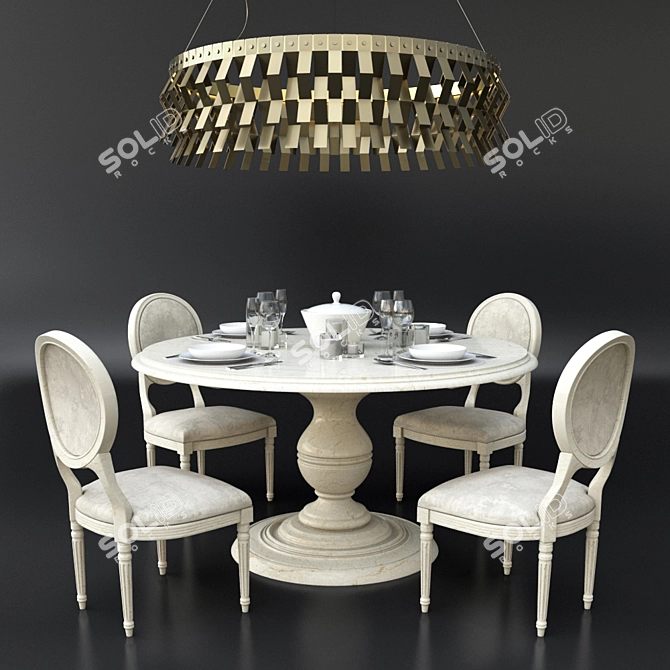 Austin & Tudor Dining Set 3D model image 1