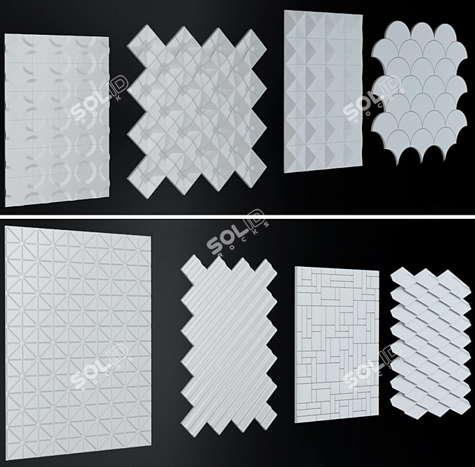 Exquisite 3D Wall Panels Collection 3D model image 2