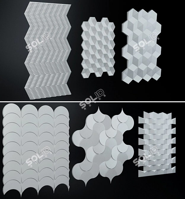 Exquisite 3D Wall Panels Collection 3D model image 3