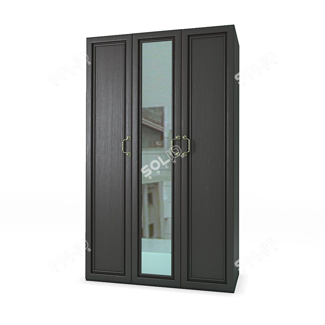 Verdi Three-door Wardrobe - Mahogany Finish 3D model image 1