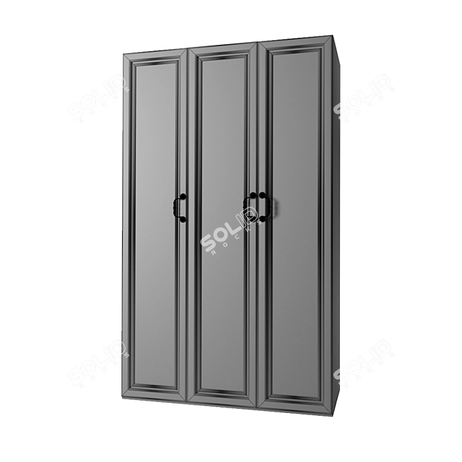 Verdi Three-door Wardrobe - Mahogany Finish 3D model image 2