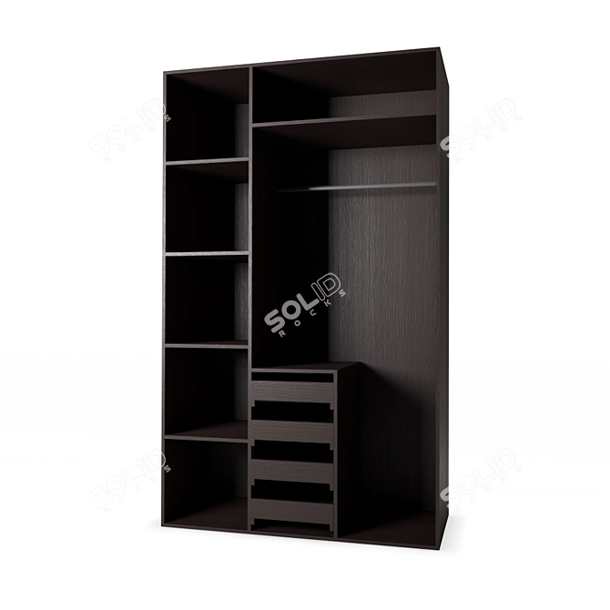 Verdi Three-door Wardrobe - Mahogany Finish 3D model image 3