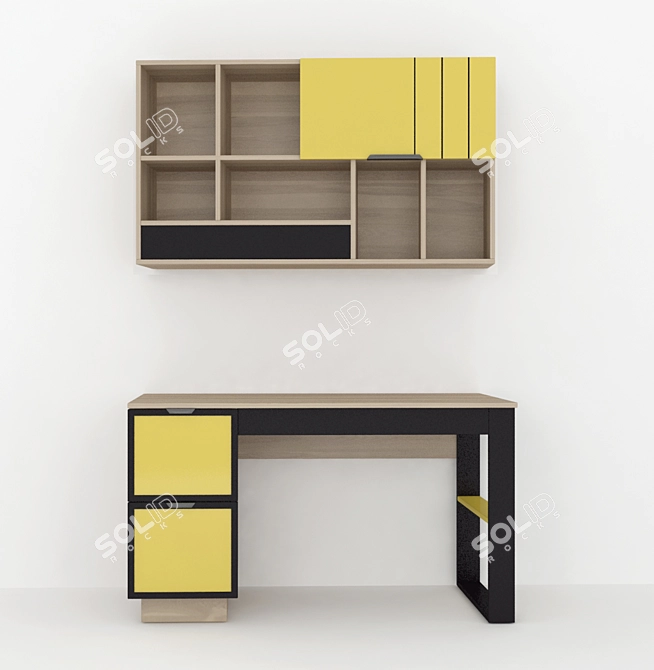 Graffiti HOFF Table & Shelf Combo 3D model image 1