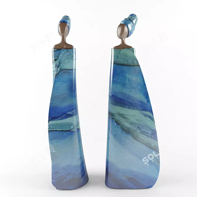 Blue Beauty Figurine: Exquisite NVK Keramiek 3D model image 1