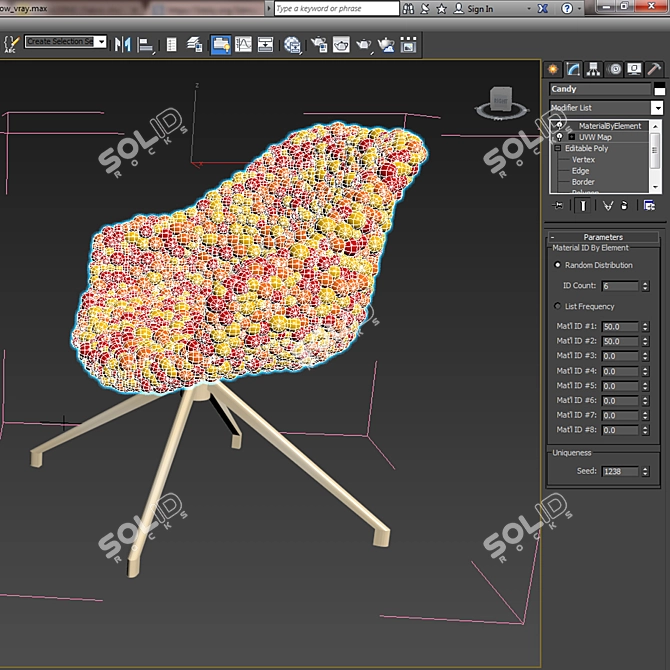 Rainbow Candy Chair - Vibrantly Colorful Seating 3D model image 2