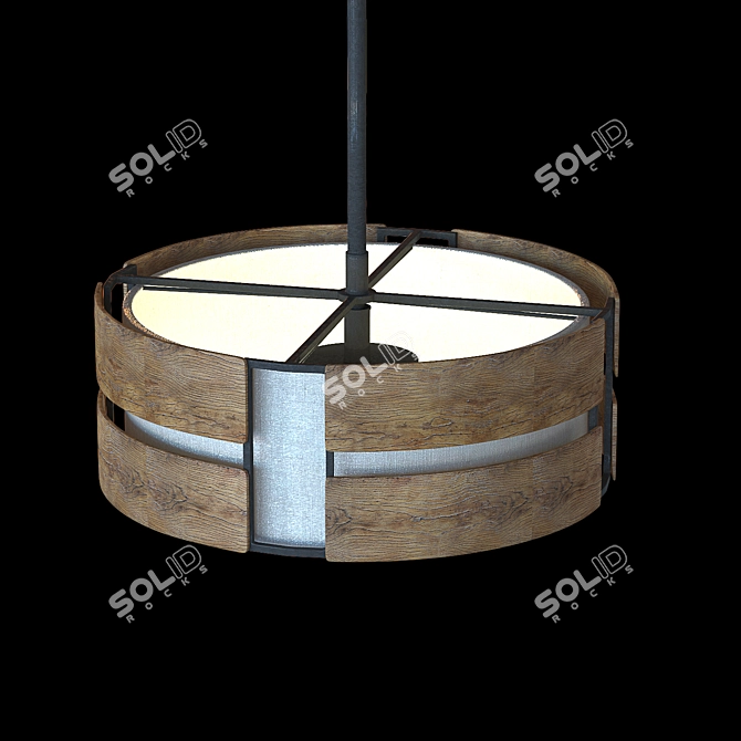 Modern Walnut Pendant Lamp 3D model image 2