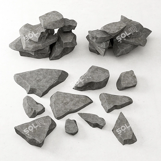 Natural Rock Collection: Decorative Stones 3D model image 1