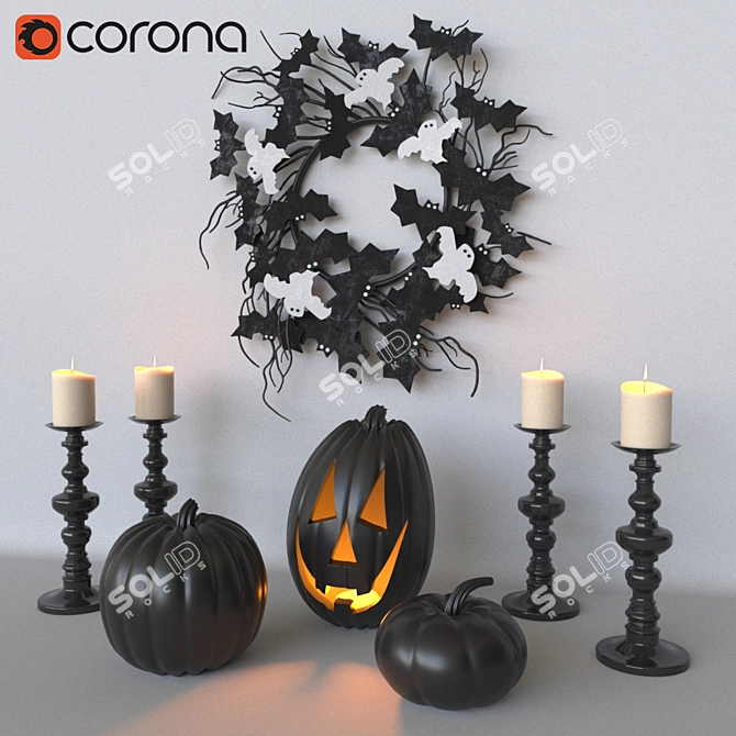 Haunted Halloween Decor Set 3D model image 1