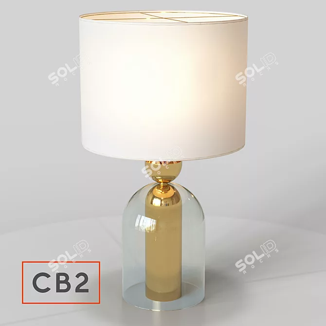 Elegant Brass Bell Jar Lamp 3D model image 1