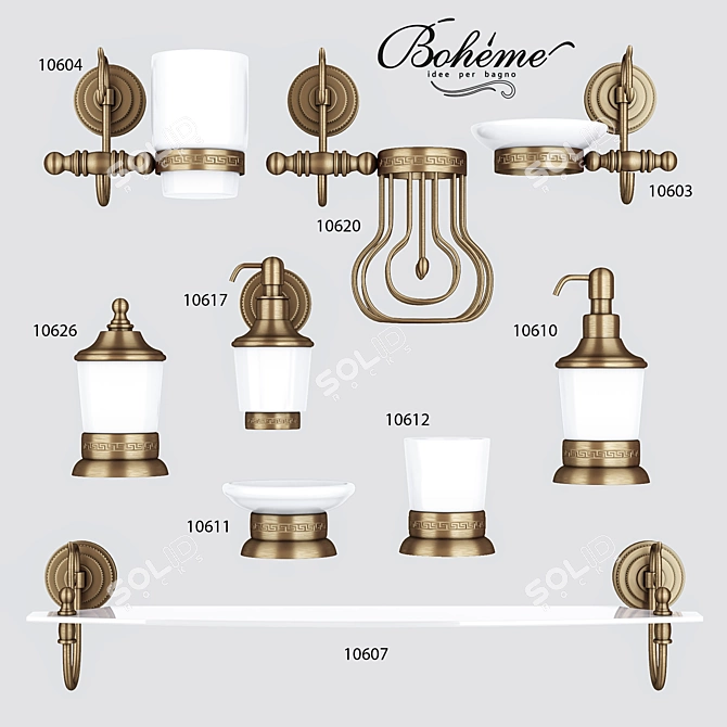 Boheme Medici Bathroom Accessories Set 3D model image 2