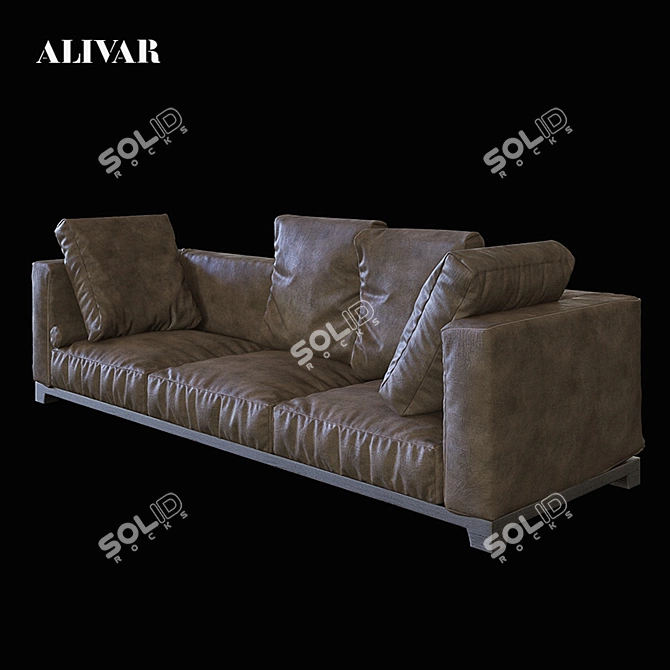 Tailor Sofa: Luxury Wood & Leather 3D model image 1