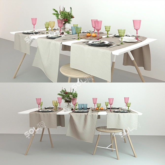 Elegant Table Setting 3D model image 1