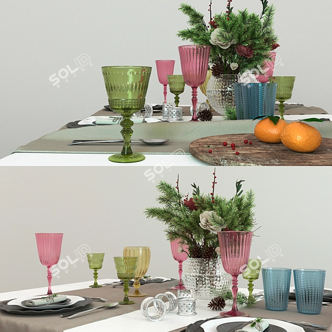 Elegant Table Setting 3D model image 2