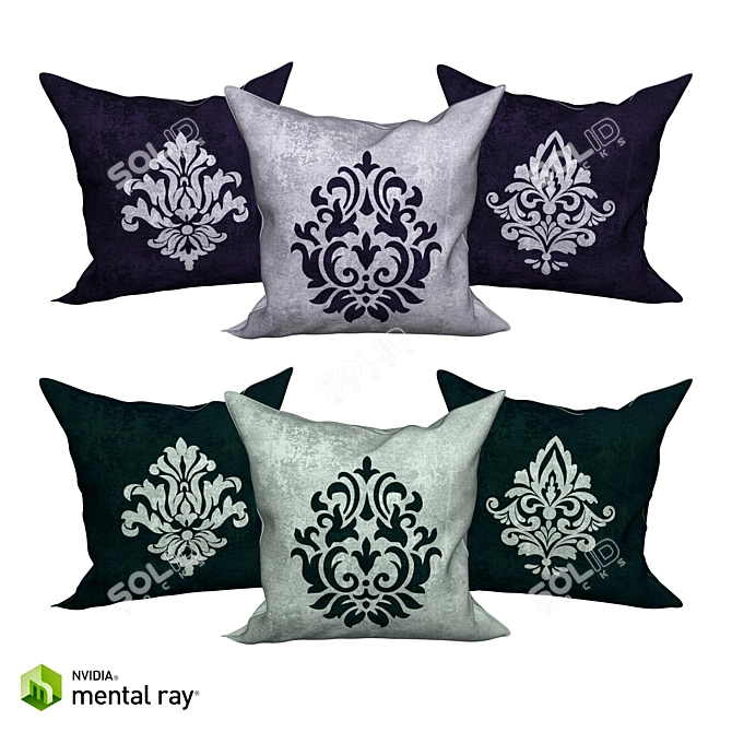 Elegant Collection of Decorative Pillows 3D model image 1