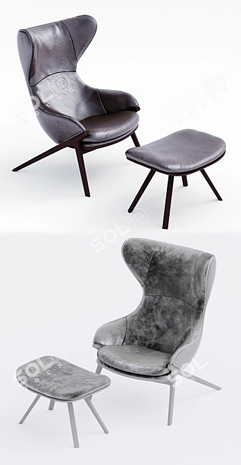 Italian Luxury Armchair: 395-396 P22 3D model image 2