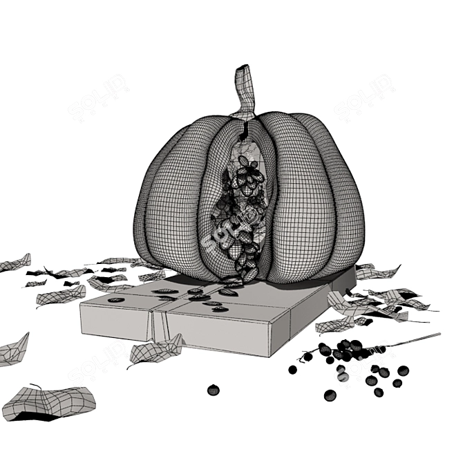 Pumpkin Slices with Seeds 3D model image 3