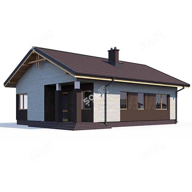 Modern Private House Design Kit 3D model image 1