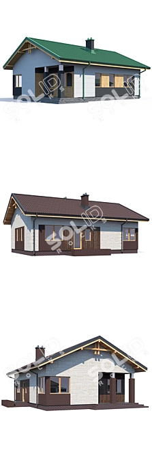 Modern Private House Design Kit 3D model image 3