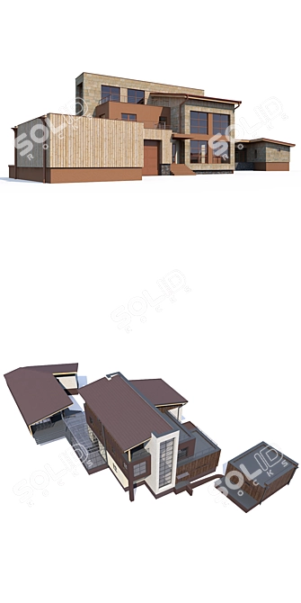 Modern Private House V117 3D model image 2