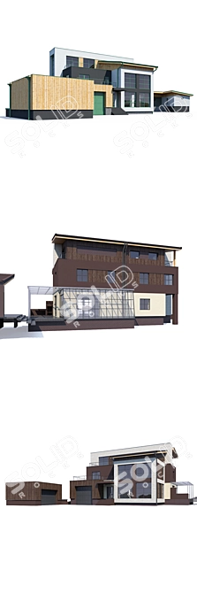 Modern Private House V117 3D model image 3