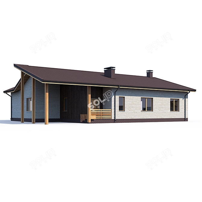 Modern Private House Design Kit 3D model image 1