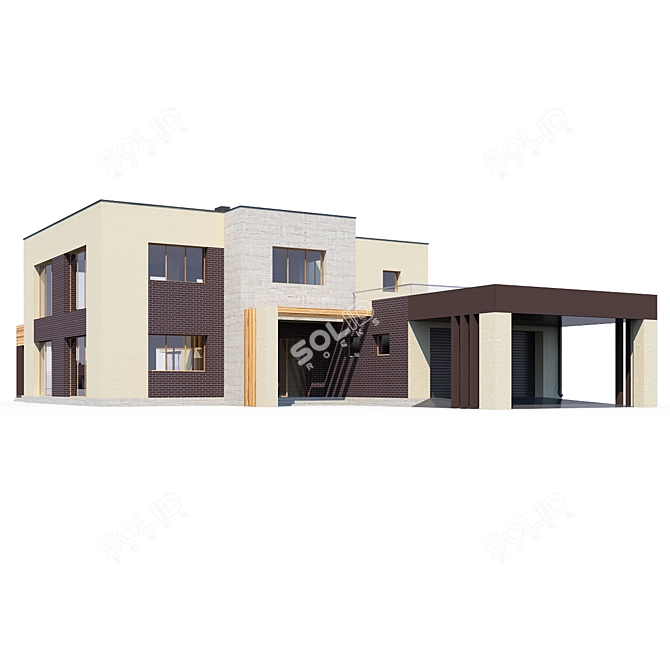 Modern Private House Design Kit 3D model image 3