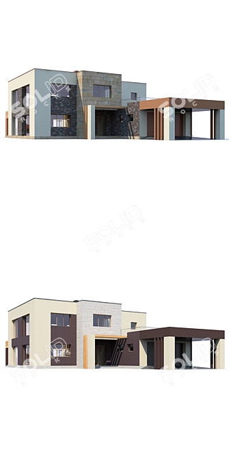 Modern Private House Design Kit 3D model image 1