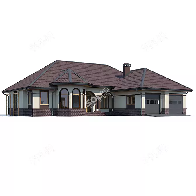 Modern Private House Design Kit 3D model image 1