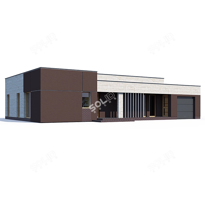 Modern Private House Design Kit 3D model image 1