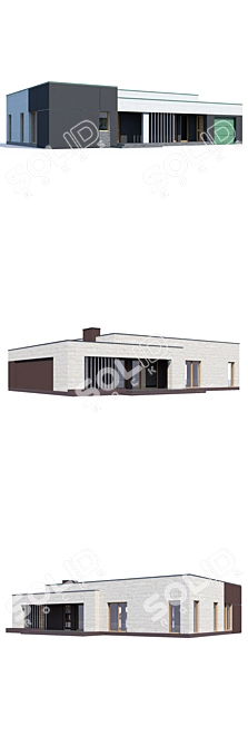 Modern Private House Design Kit 3D model image 3