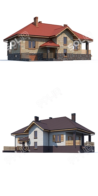 Modern Private House Design Kit 3D model image 2