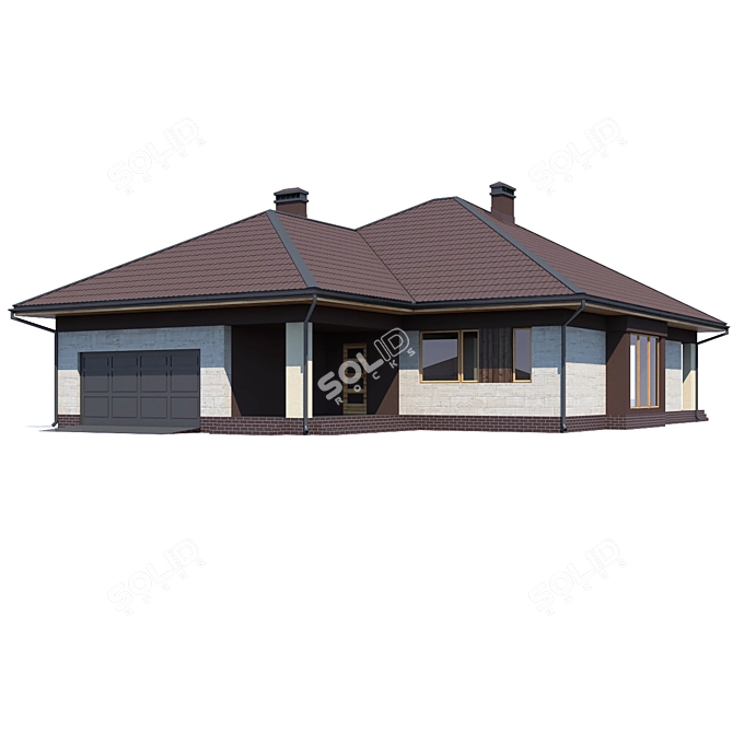 Modern Individual House Design 3D model image 1