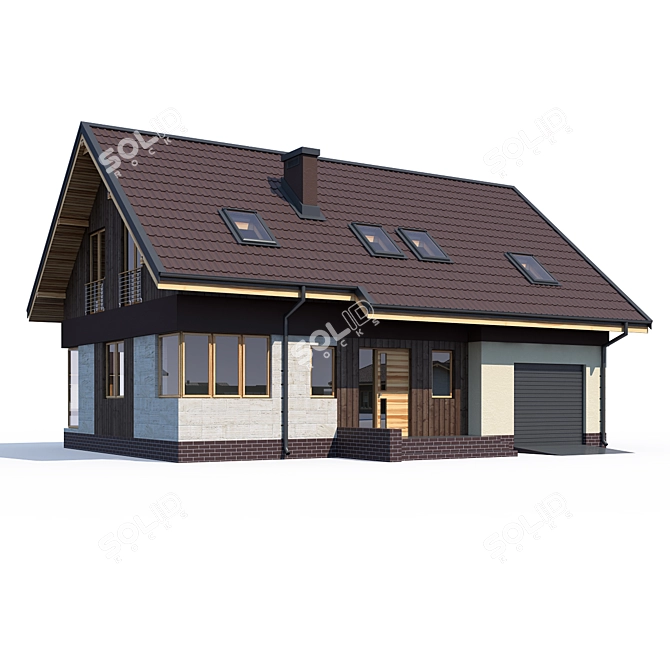 Modern private house project 3D model image 1