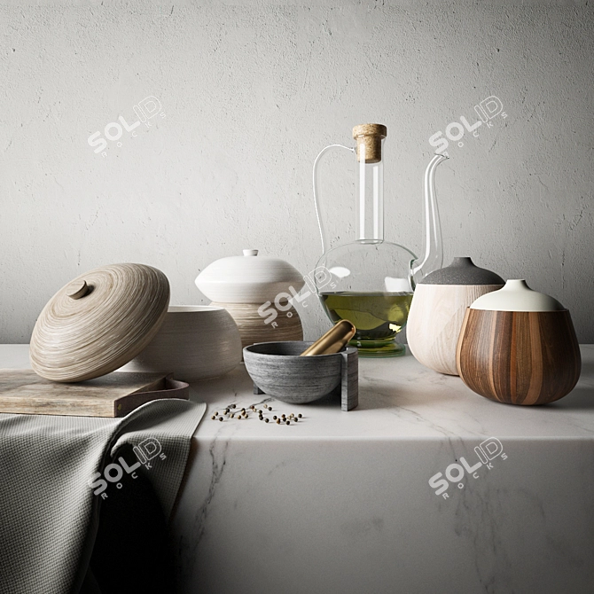 Elegant Kitchen Decor Set 3D model image 1