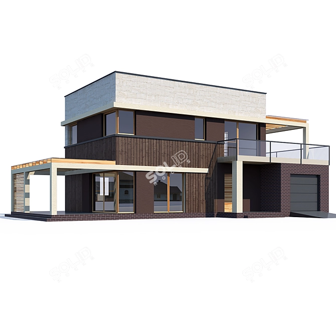 Modern Private House Design 3D model image 1